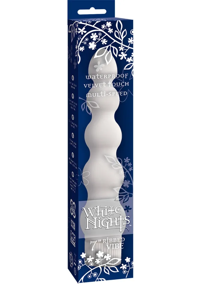 White Nights Ribbed Waterproof Vibrator Doc Johnson Female Sex Toys
