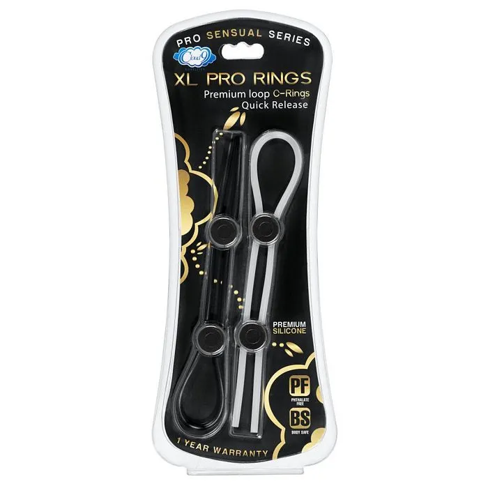 Anal Cloud 9 Novelties Pro Sensual XL Pro Rings Black Clear 2 Pack