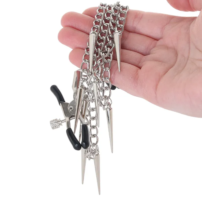XR Brands Dildos Master Series Daggers Double Chain Nipple Clamps