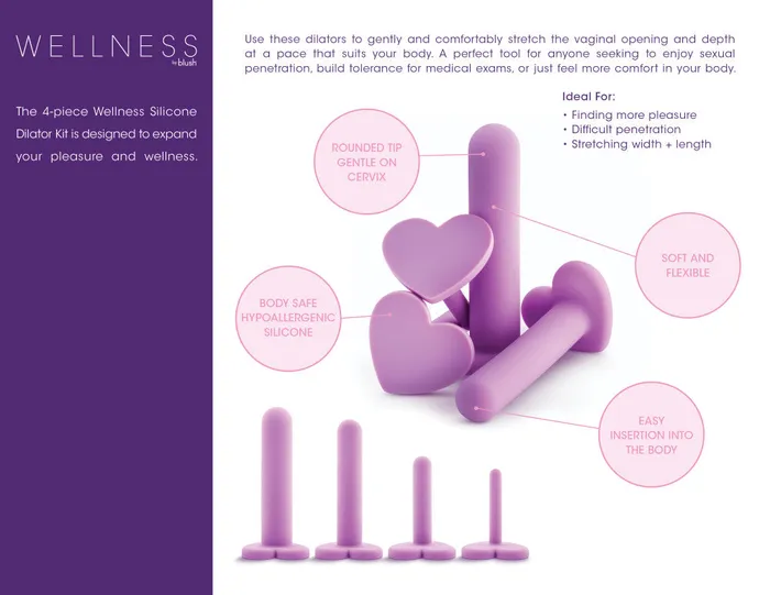 Blush Wellness By Blush UltraSilk Progressive 4Piece Dilator Kit Made with Puria Silicone Couples