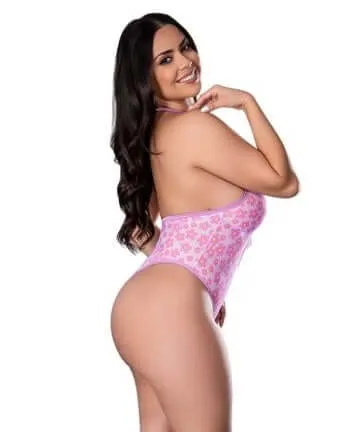 Exposed by Magic Silk Daisy Teddy 2XL Blacklight Reactive Print Plunge Neckline Snap Crotch Magic Silk Lingerie Vibrators