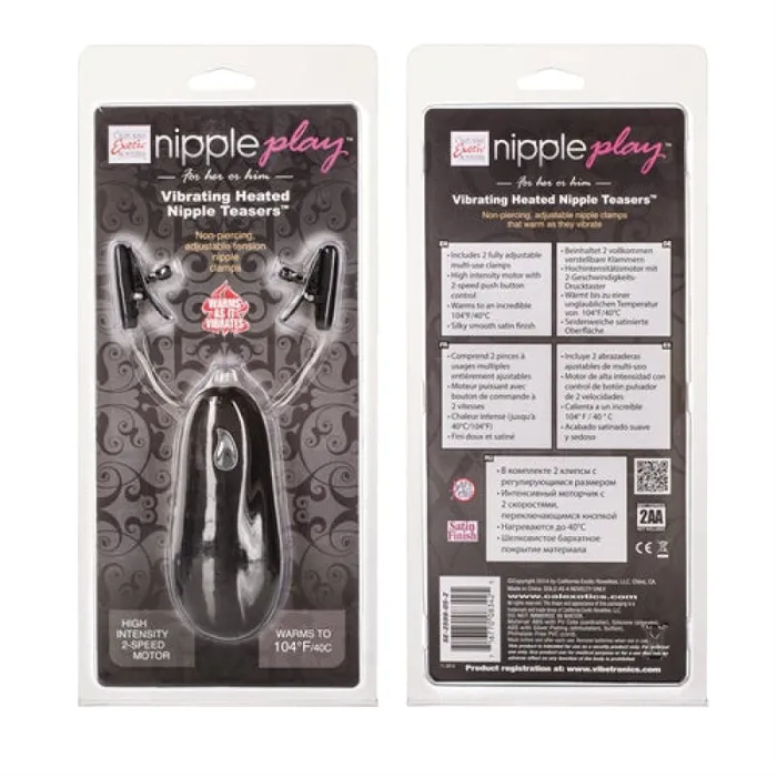 Anal Vibrating Heated Nipple Teasers Black CalExotics