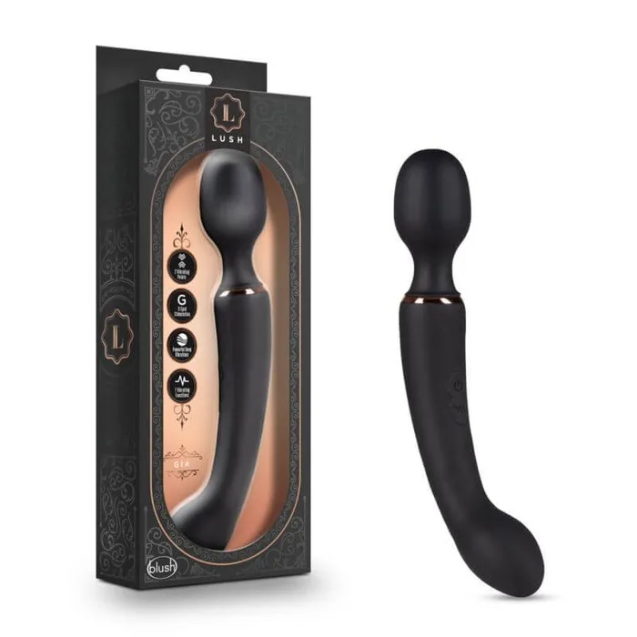 BLUSH Vibrators Lush Gia 2 in 1 Wand Vibrator Black