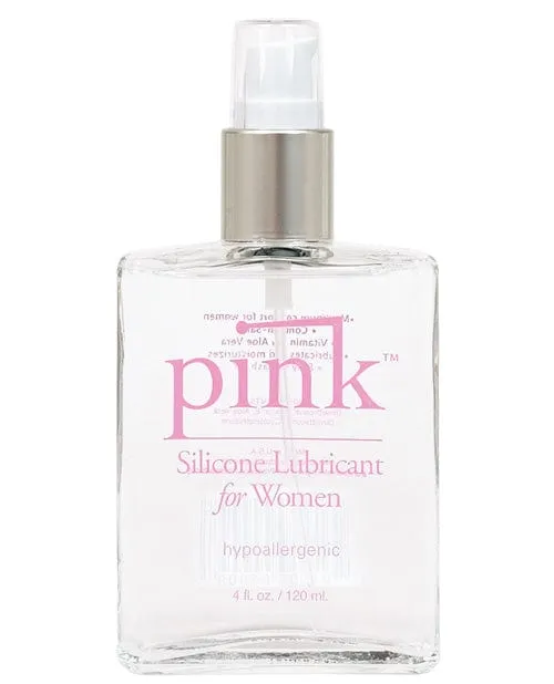 Dildos Pink Silicone Lube 4 oz Glass Bottle Empowered Products
