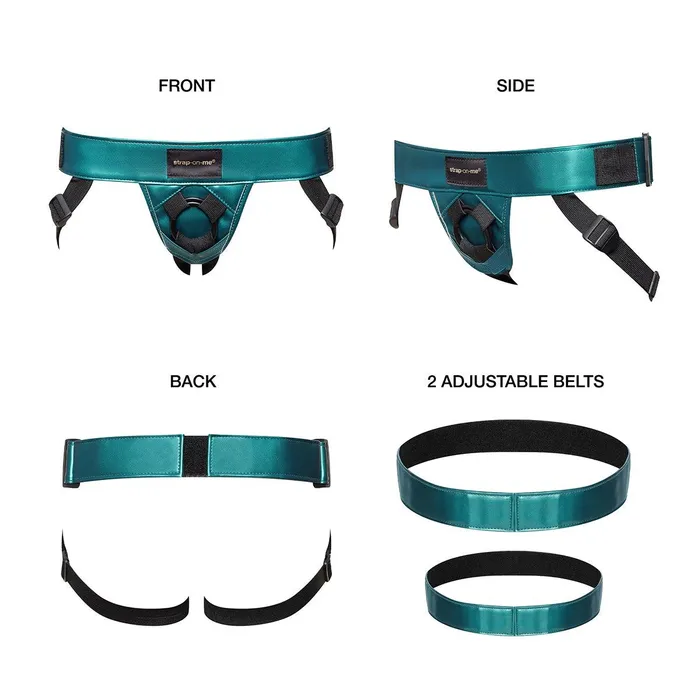 Female Sex Toys StrapOnMe StrapOnMe Curious Leatherette Harness Metallic Green