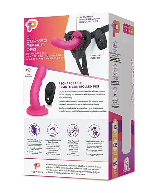 Pegasus 6 Rechargeable Ripple Peg with Adjustable Harness Remote Pink Pegasus Female Sex Toys Pegasus 6 Rechargeable Ripple Peg with Adjustable Harness Remote Pink Pegasus Female Sex Toys