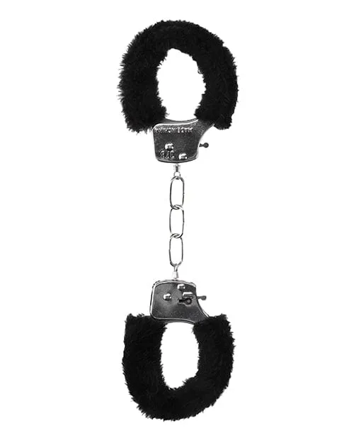 Shots Ouch Black White Beginners Furry Hand Cuffs Black Shots America Anal