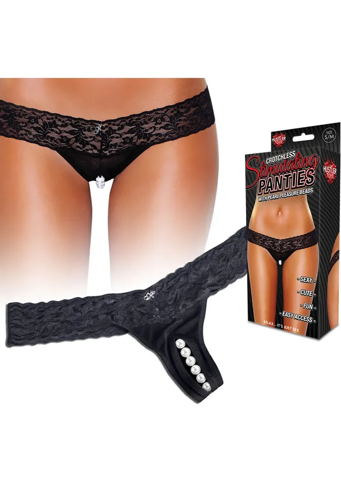 Hustler Toys Crotchless Stimulating Panties Thong with Pearl Pleasure Beads Hustler Toys Male Sex Toys