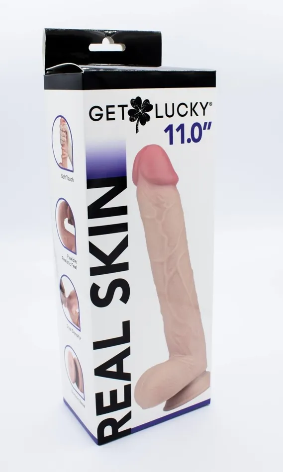Dildos Voodoo Toys Get Lucky 11 Inch Real Skin Dildo Tan