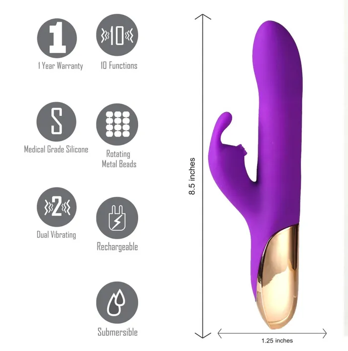 Maia Toys Vibrators Karlin USB Rechargeable 10Function Rabbit Vibrator Purple Maia Toys Vibrators Karlin USB Rechargeable 10Function Rabbit Vibrator Purple