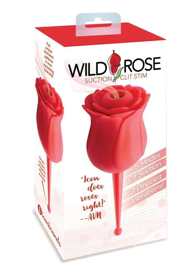 Vibrators Icon Brands Wild Rose Le Point Suctionstim Red