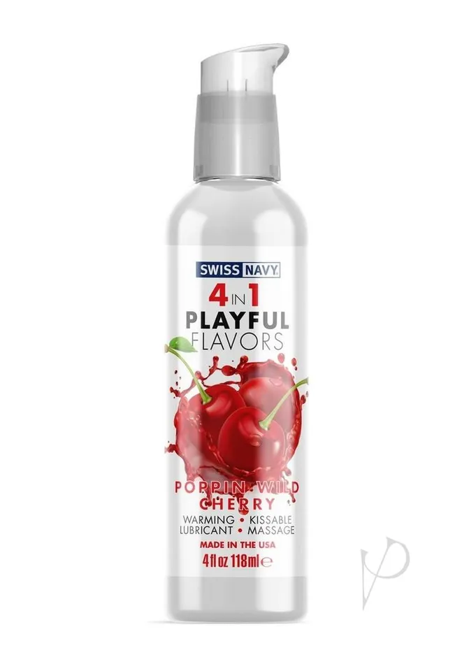 4 In 1 Poppin Wild Cherry 4oz Swiss Navy Female Sex Toys