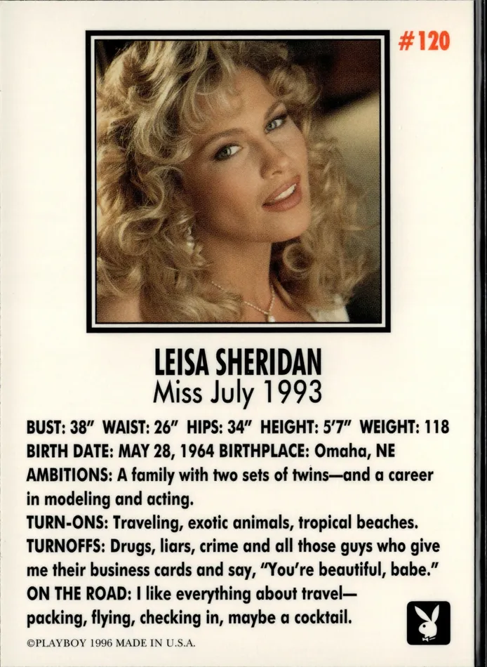 Dans Cards Couples Playboy Centerfolds July Edition Leisa Sheridan Card 120