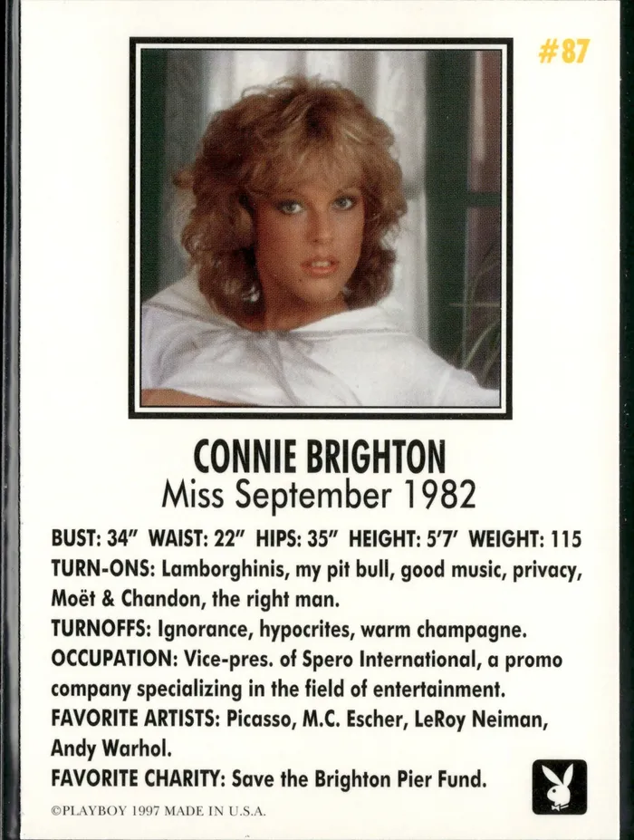 Dans Cards Couples Playboy Centerfolds September Edition Connie Brighton Card 87 Dans Cards Couples Playboy Centerfolds September Edition Connie Brighton Card 87