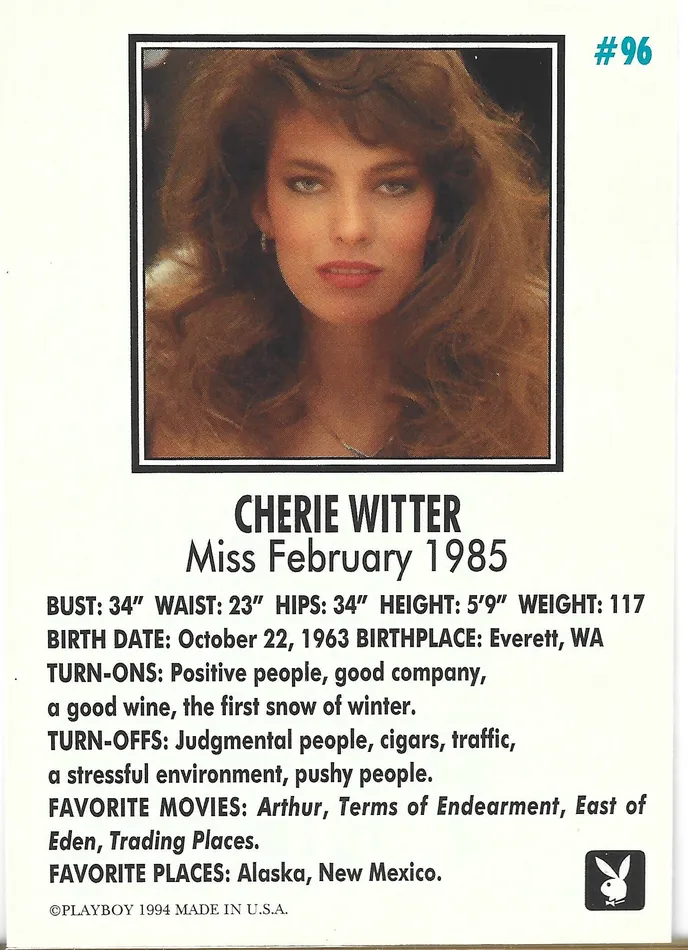 Dans Cards Couples Playboy February Edition Cherie Witter Card 96