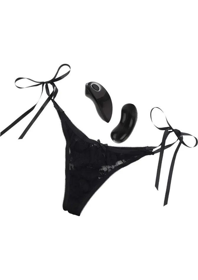 Female Sex Toys Pleasure Panties Remote Control Black Thong With Ties