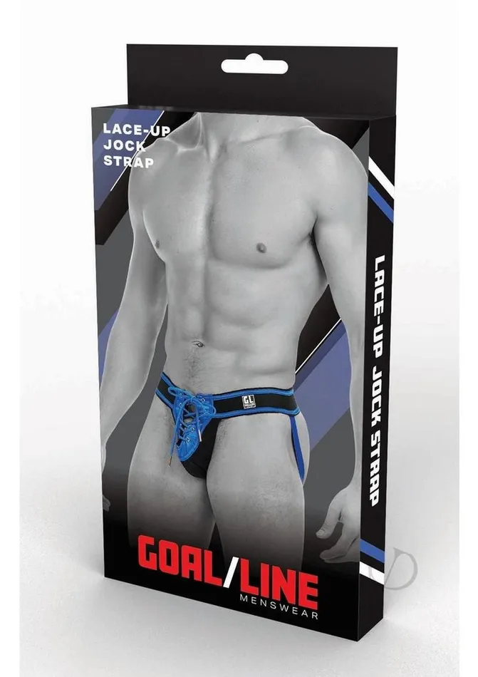Goal Line Goal Line Lace Up Jockstrap Lxl Blu Male Sex Toys