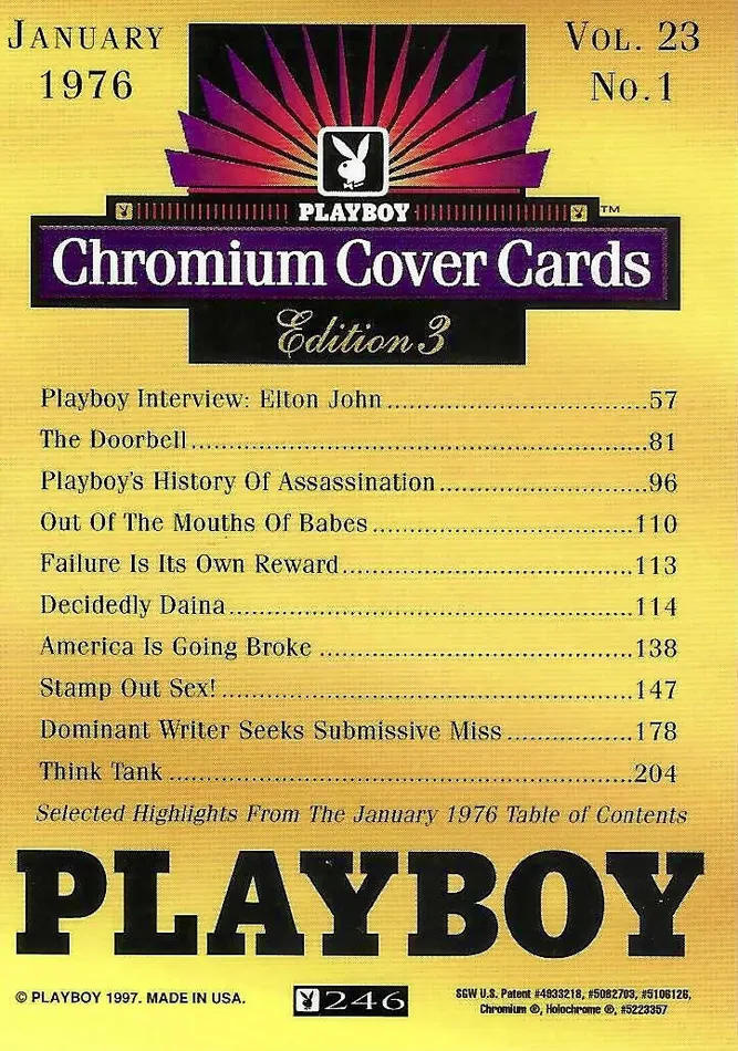 Greenthunderbirds Cards Playboy Chromium Cover Edition 3 246 Couples