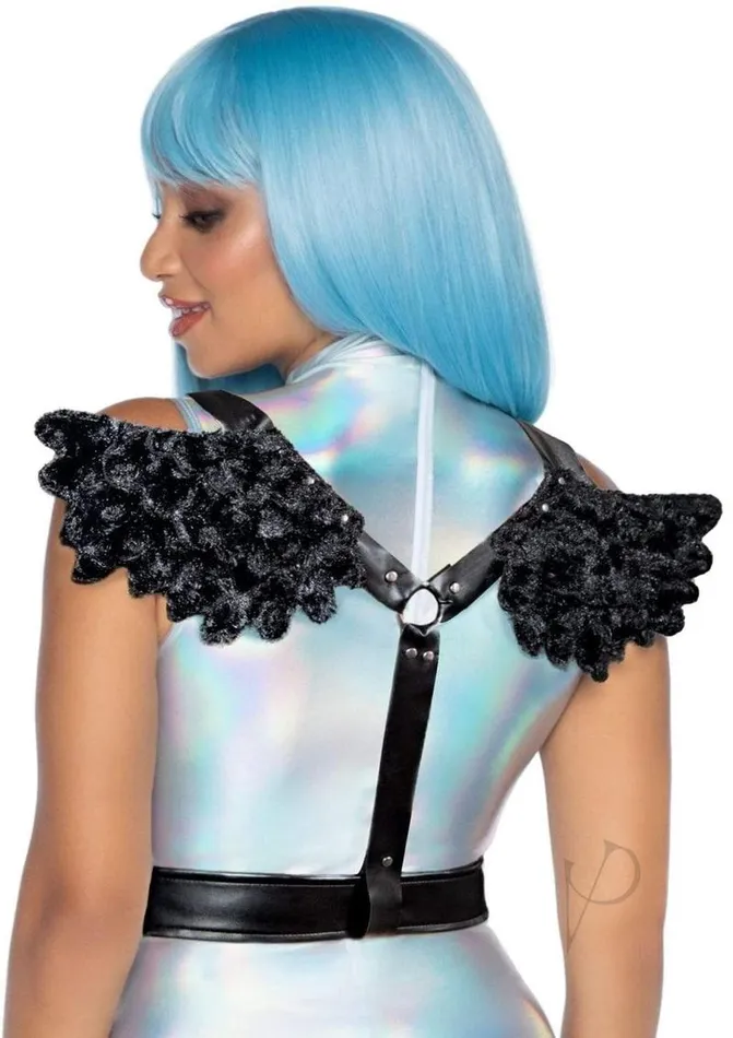 Leg Avenue Anal Furry Angel Wing Body Harness Os Black