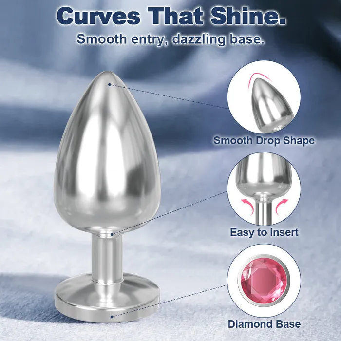 Oronova Anal Diamond Base Metal Anal Plug Set 3 Pieces