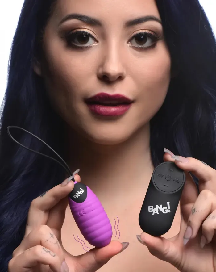 28X Ribbed Silicone Vibrating Egg with Remote Control XR Brands Female Sex Toys