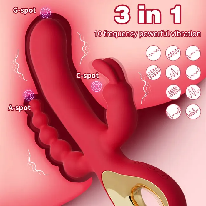 Anal Domlust Rabbit G Spot Vibrator Anal Beads Butt Plug 3in1 Female Sex Toys