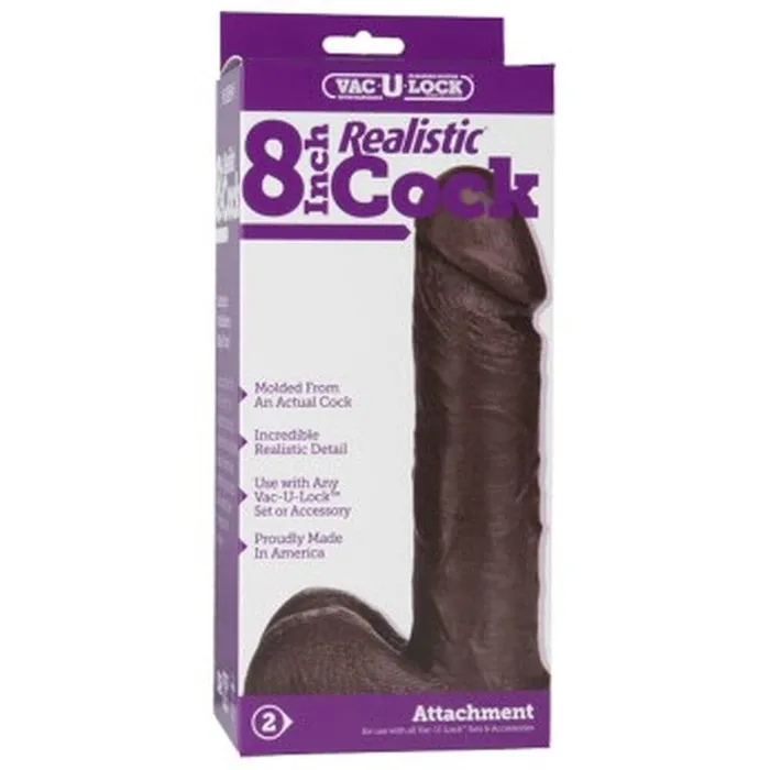 Anal VacULock 8 Inch Realistic Dildo Attachment Black Doc Johnson Anal VacULock 8 Inch Realistic Dildo Attachment Black Doc Johnson