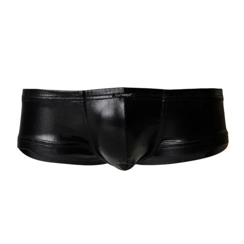 C4M Booty Shorts Black Leatherette Medium Cut 4 Men Mens Underwear C4M Booty Shorts Black Leatherette Medium Cut 4 Men Mens Underwear