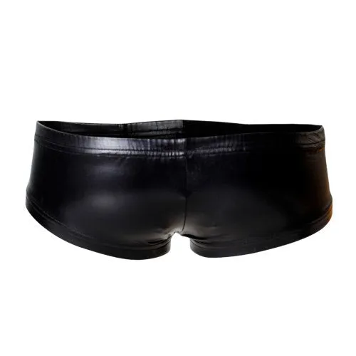 C4M Booty Shorts Black Leatherette Medium Cut 4 Men Mens Underwear C4M Booty Shorts Black Leatherette Medium Cut 4 Men Mens Underwear