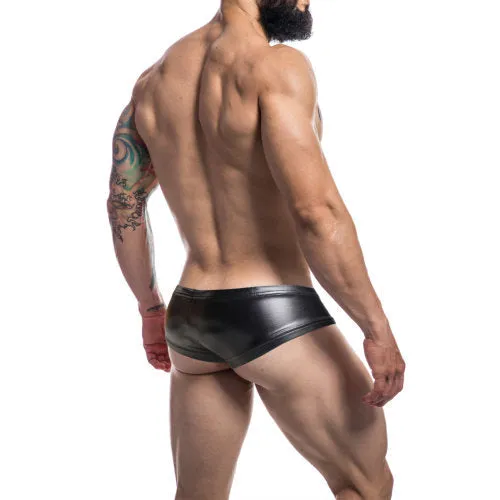 C4M Booty Shorts Black Leatherette Medium Cut 4 Men Mens Underwear C4M Booty Shorts Black Leatherette Medium Cut 4 Men Mens Underwear
