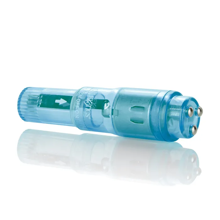 CalExotics Vibrators Shanes World Pocket Party Blue Compact Massager with Removable Flickering Bunny Sleeve