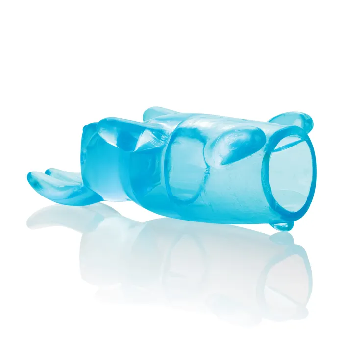 CalExotics Vibrators Shanes World Pocket Party Blue Compact Massager with Removable Flickering Bunny Sleeve