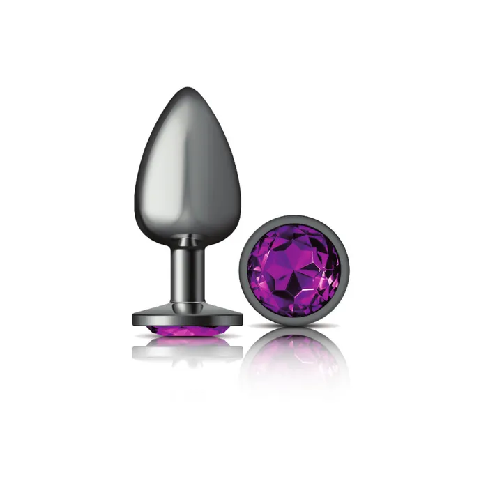 Cheeky CharmsGunmetal Metal Butt Plug RoundDeep PurpleLarge Viben Anal
