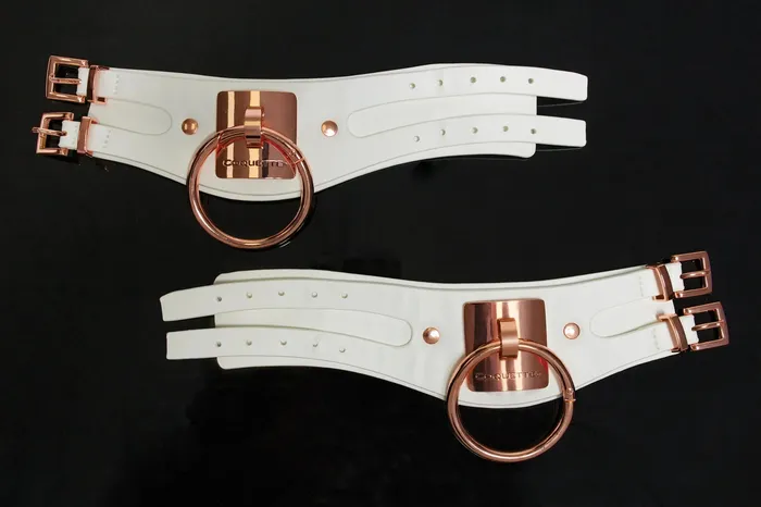 Coquette Couples Sex Slave Shackles Bondage Wrist Cuffs Coquette Pleasure Collection Cuffs White