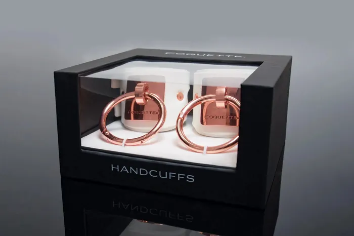 Coquette Couples Sex Slave Shackles Bondage Wrist Cuffs Coquette Pleasure Collection Cuffs White