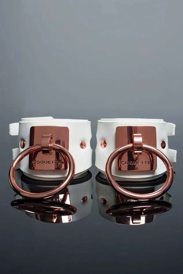 Coquette Couples Sex Slave Shackles Bondage Wrist Cuffs Coquette Pleasure Collection Cuffs White