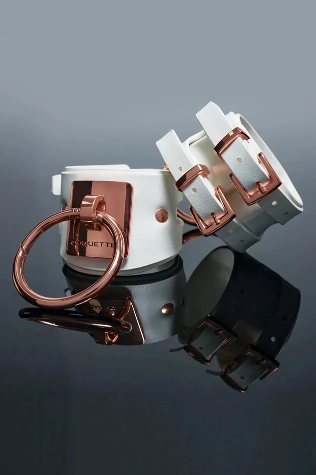 Coquette Couples Sex Slave Shackles Bondage Wrist Cuffs Coquette Pleasure Collection Cuffs White