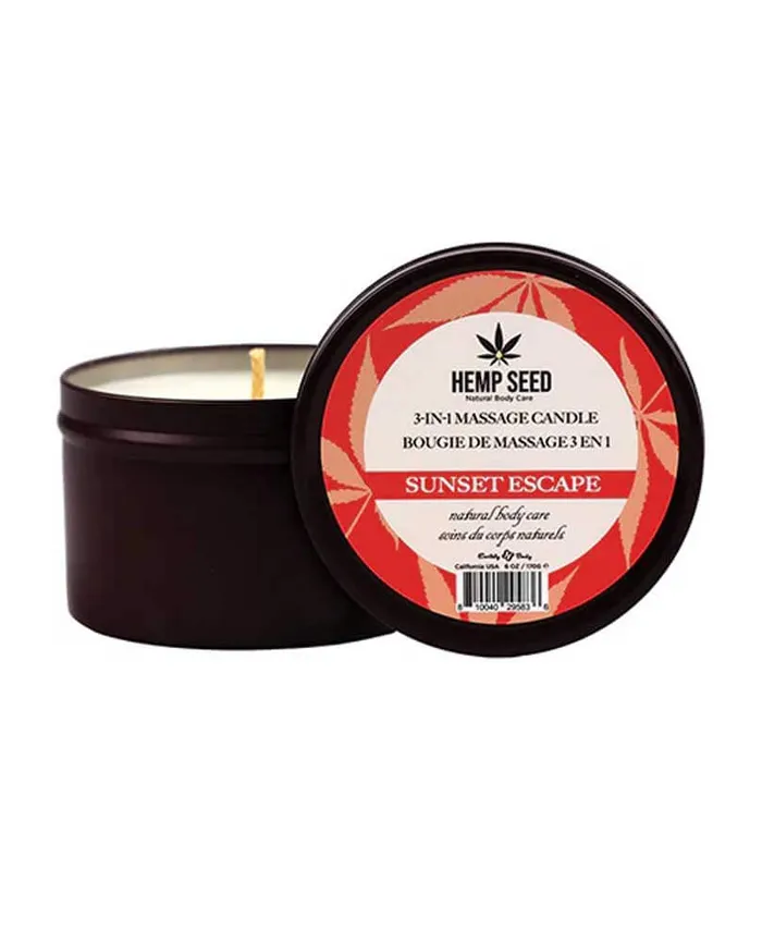 Couples Earthly Body Hemp Seed 3in1 Massage Candle Sunset Escape 6 Oz