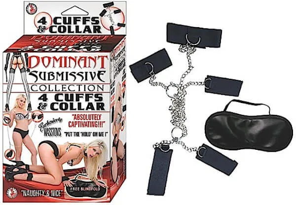 Dominant Submissive 4 Cuffs and Collar Black Nasstoys Restraints