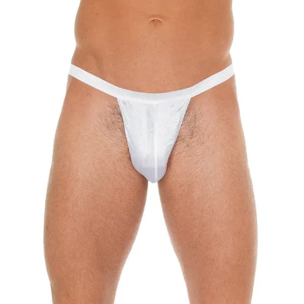 Male Sex Toys Rimba Mens White GString With Small White Pouch