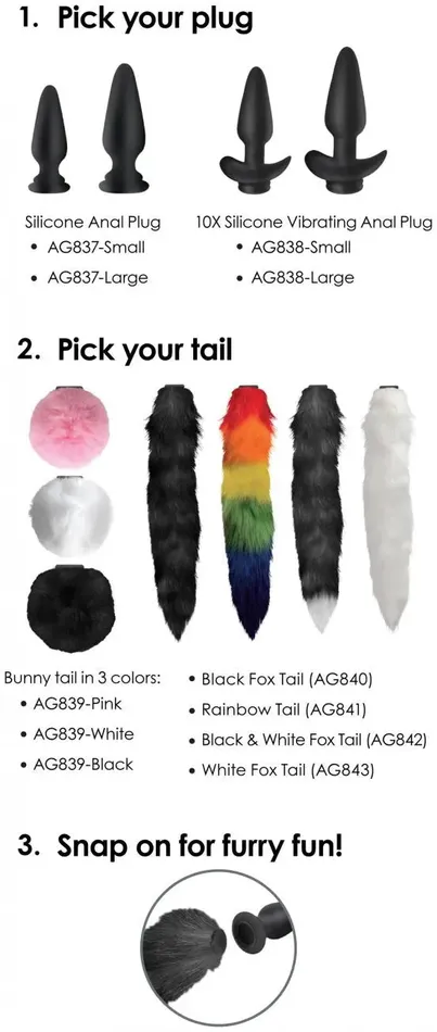 Tailz Male Sex Toys Interchangeable Silicone Anal Plug Large