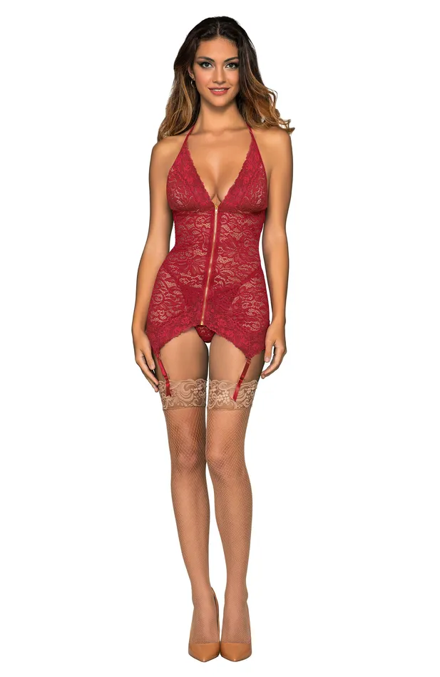 Teddies And Bodies Dreamgirl Garter Slip and GString One Size Garnet