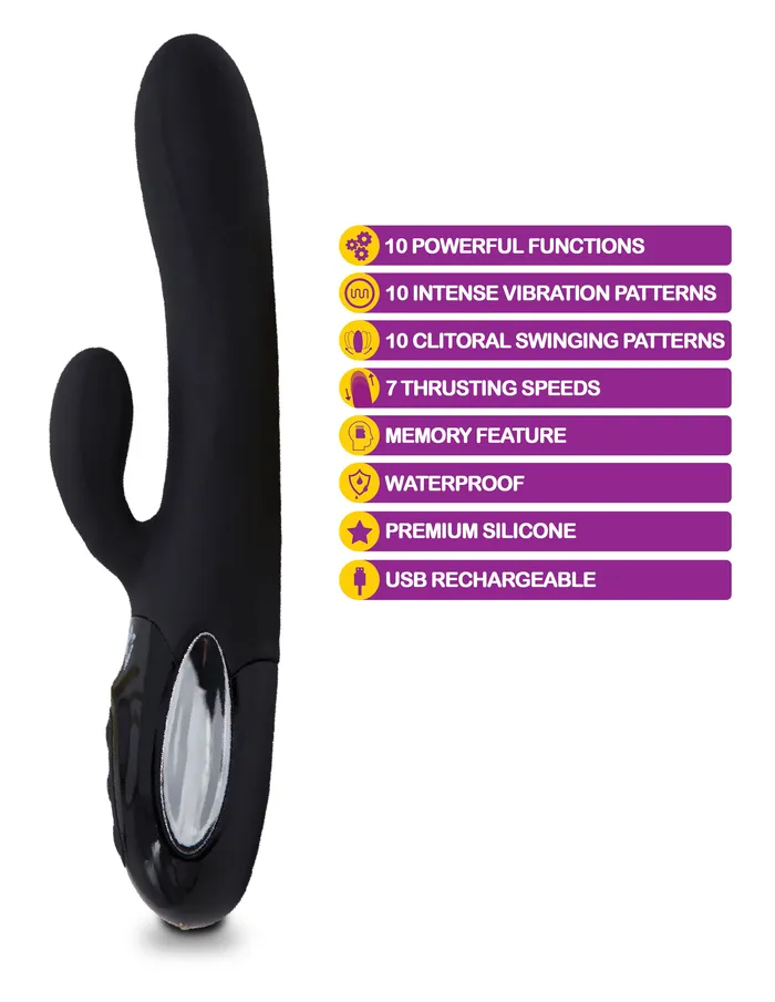 Viben Female Sex Toys Hypnotic Black Thrusting Rabbit With Swinging Clitoral Stimulator Viben Female Sex Toys Hypnotic Black Thrusting Rabbit With Swinging Clitoral Stimulator