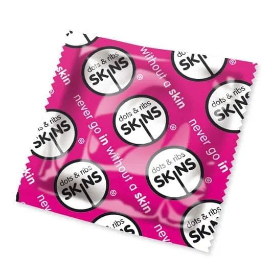 Vibrators Skins Condoms Skins Dots And Ribs Condoms x50 Pink