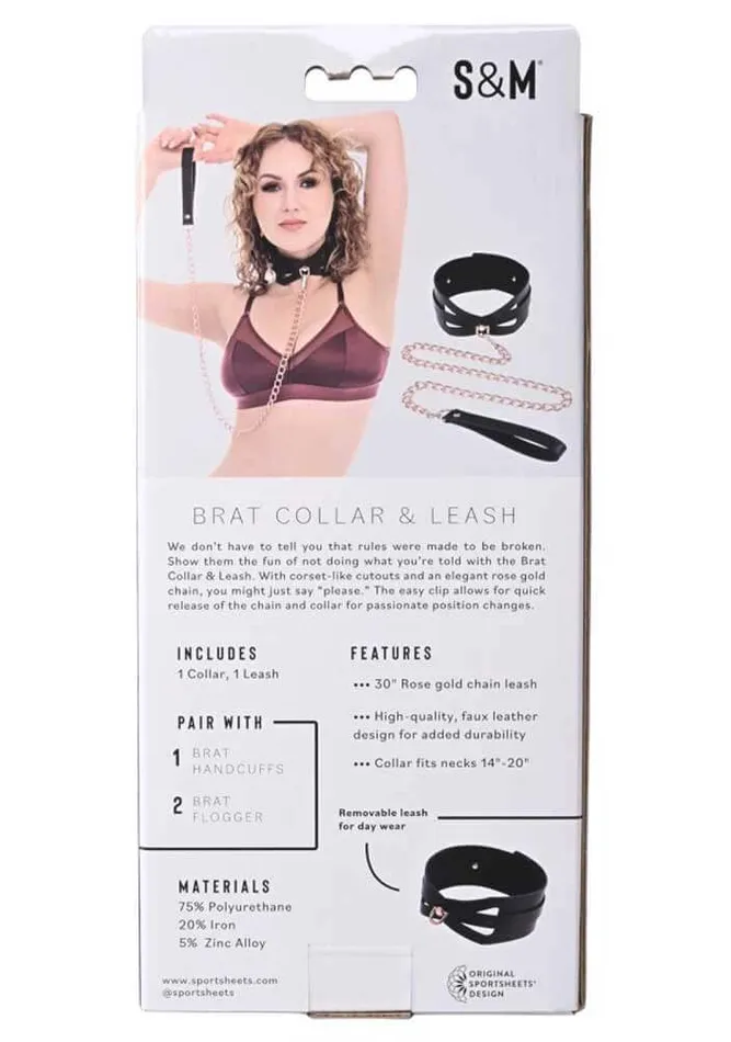 Vibrators Sportsheets Brat Collar and Leash Black Rose Gold Vibrators Sportsheets Brat Collar and Leash Black Rose Gold