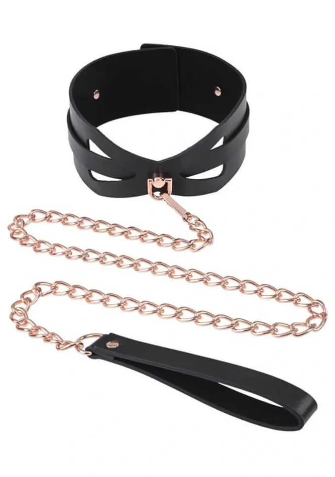 Vibrators Sportsheets Brat Collar and Leash Black Rose Gold Vibrators Sportsheets Brat Collar and Leash Black Rose Gold