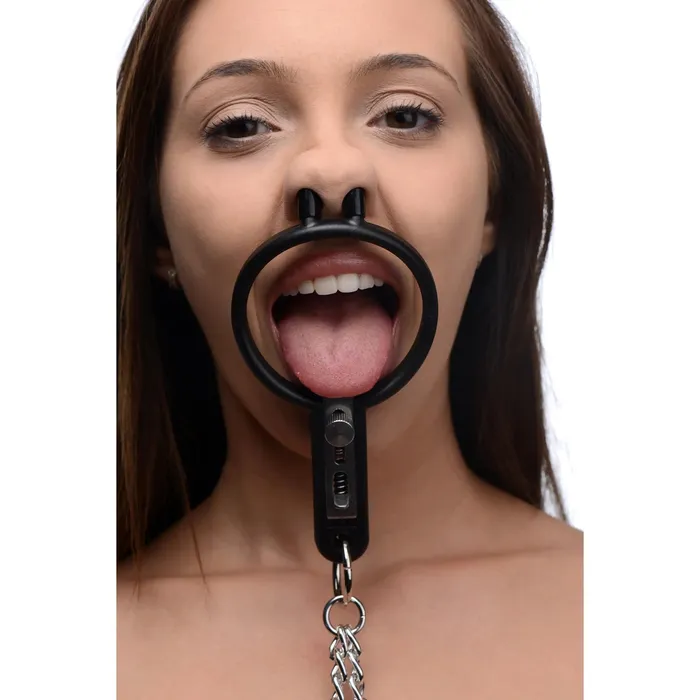 XR Brands Female Sex Toys Degraded Mouth Spreader with Nipple Clamps