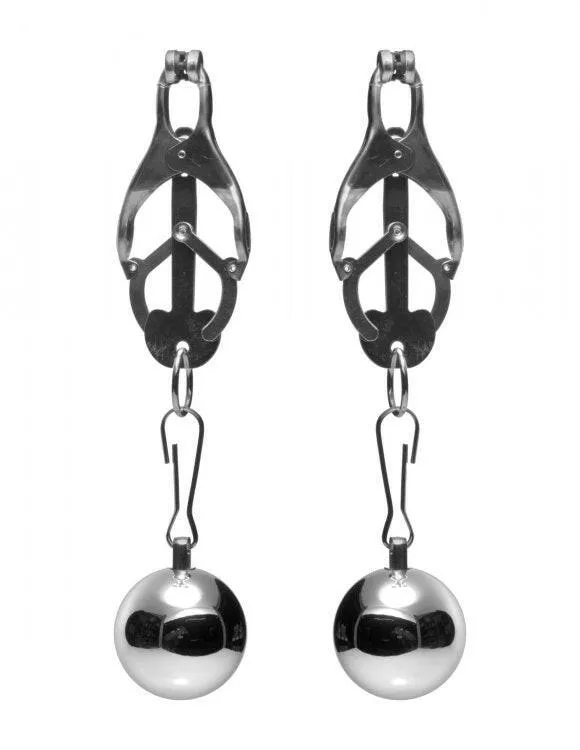 XR Brands Master Series Female Sex Toys Deviant Monarch Weighted Nipple Clamps XR Brands Master Series Female Sex Toys Deviant Monarch Weighted Nipple Clamps