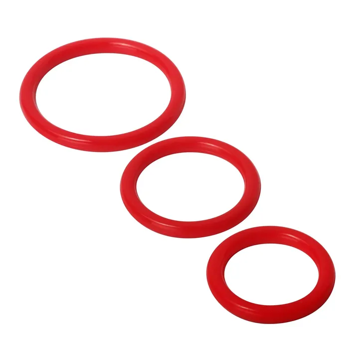 XR Brands Trinity Silicone Cock Rings Red Dildos