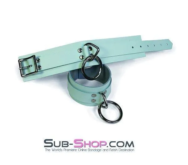 0989A I Like It Rough Retro Mint Green Leather Bondage Wrist Cuffs Autumn Restraints